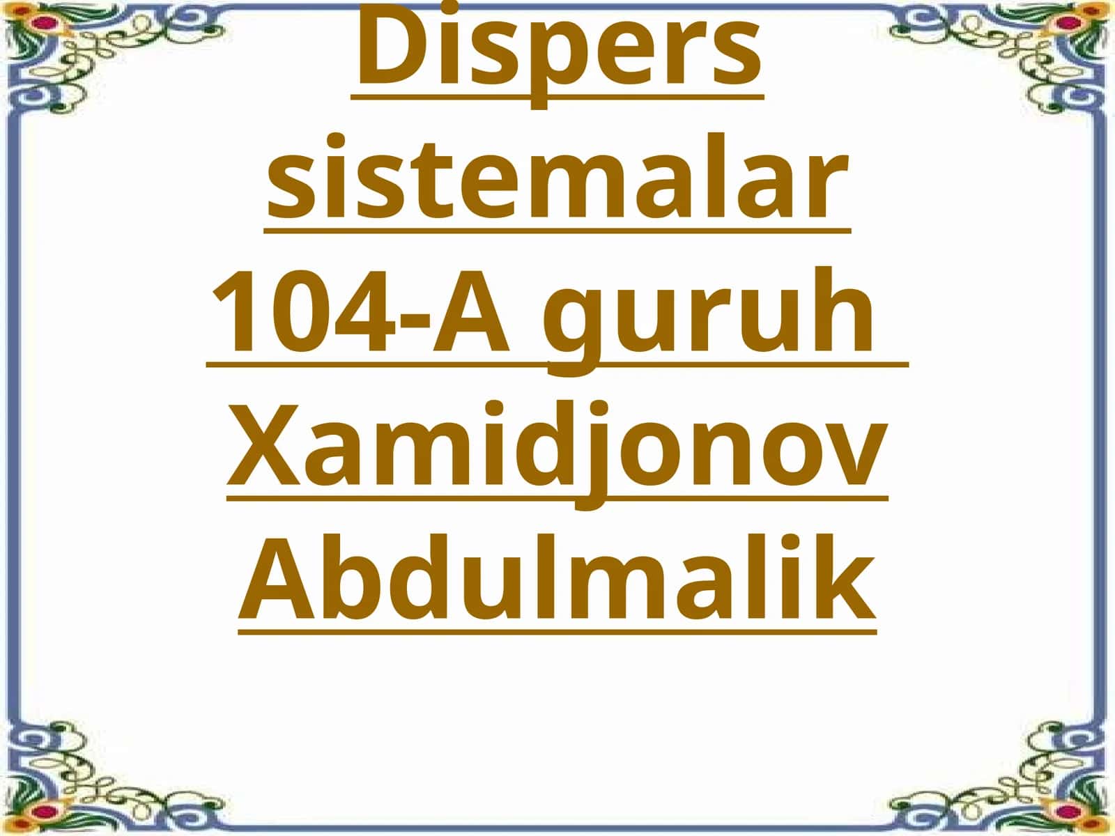 Dispers sistemalar
