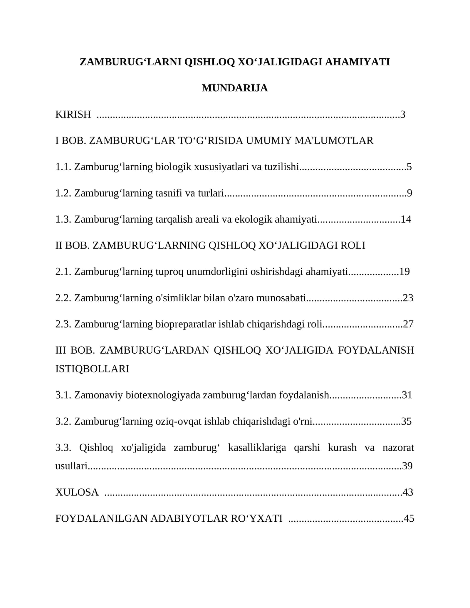 ZAMBURUGʻLARNI QISHLOQ XOʻJALIGIDAGI AHAMIYATI