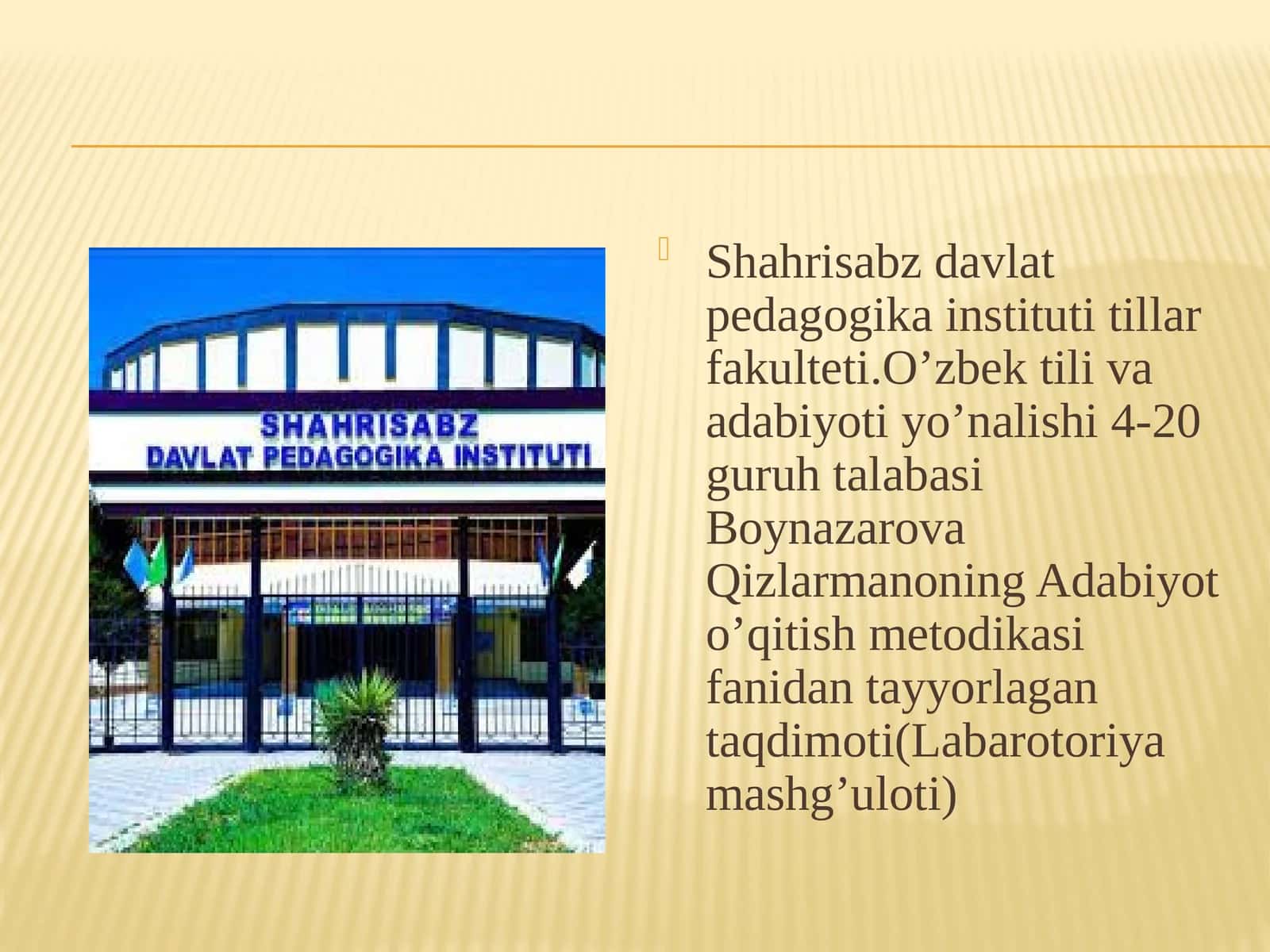 O’zbek til va adabiyoti yo’nalishi