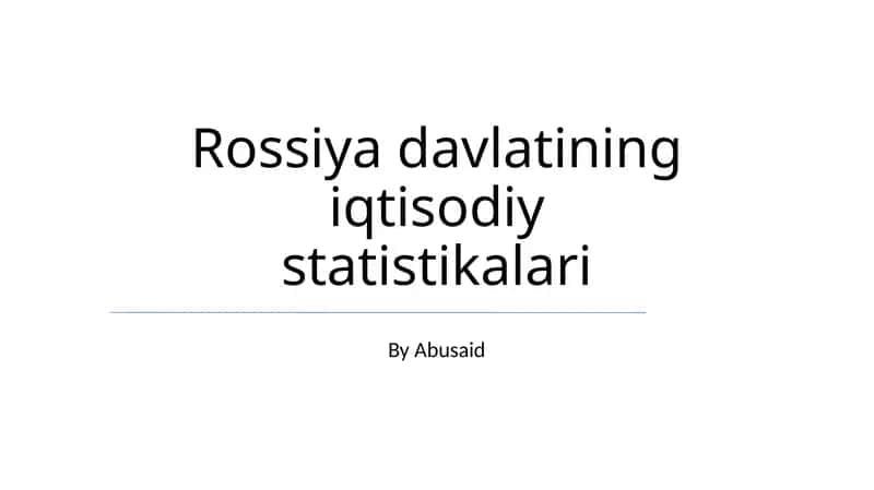 Rossiya iqtisodiy statistikalari