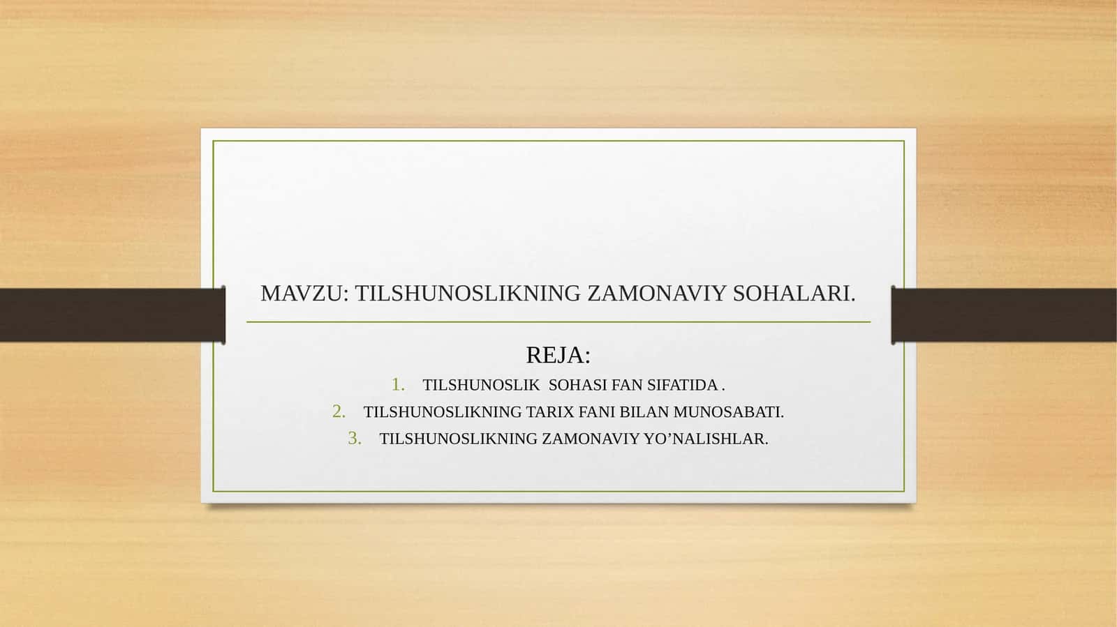 TILSHUNOSLIKNING ZAMONAVIY SOHALARI