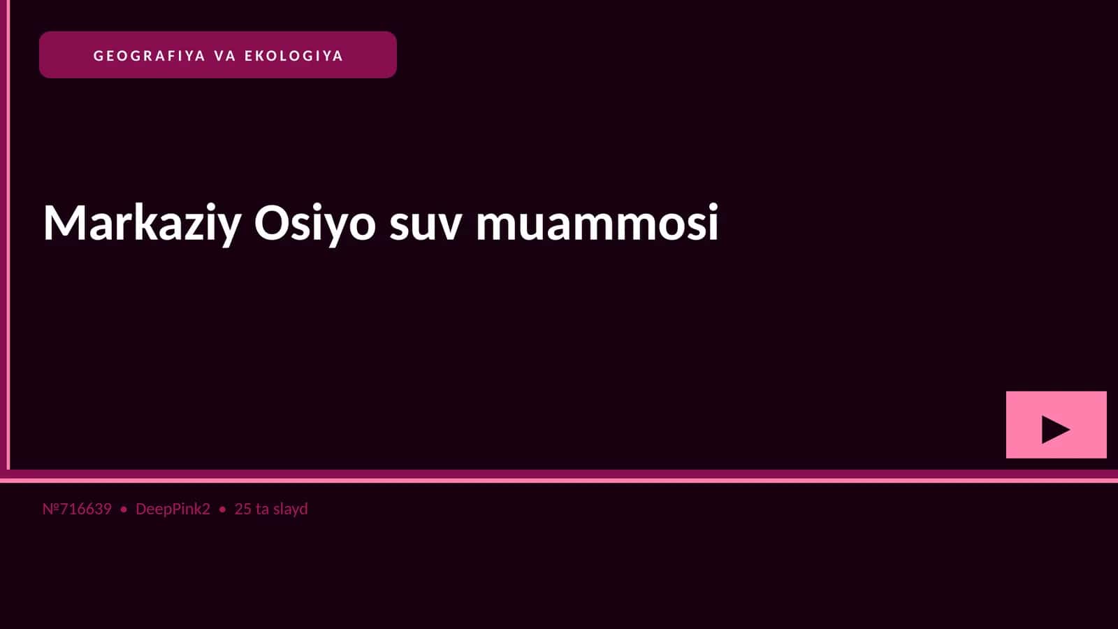 Markaziy Osiyo suv muammosi