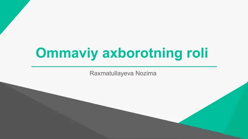 Ommaviy axborotning roli