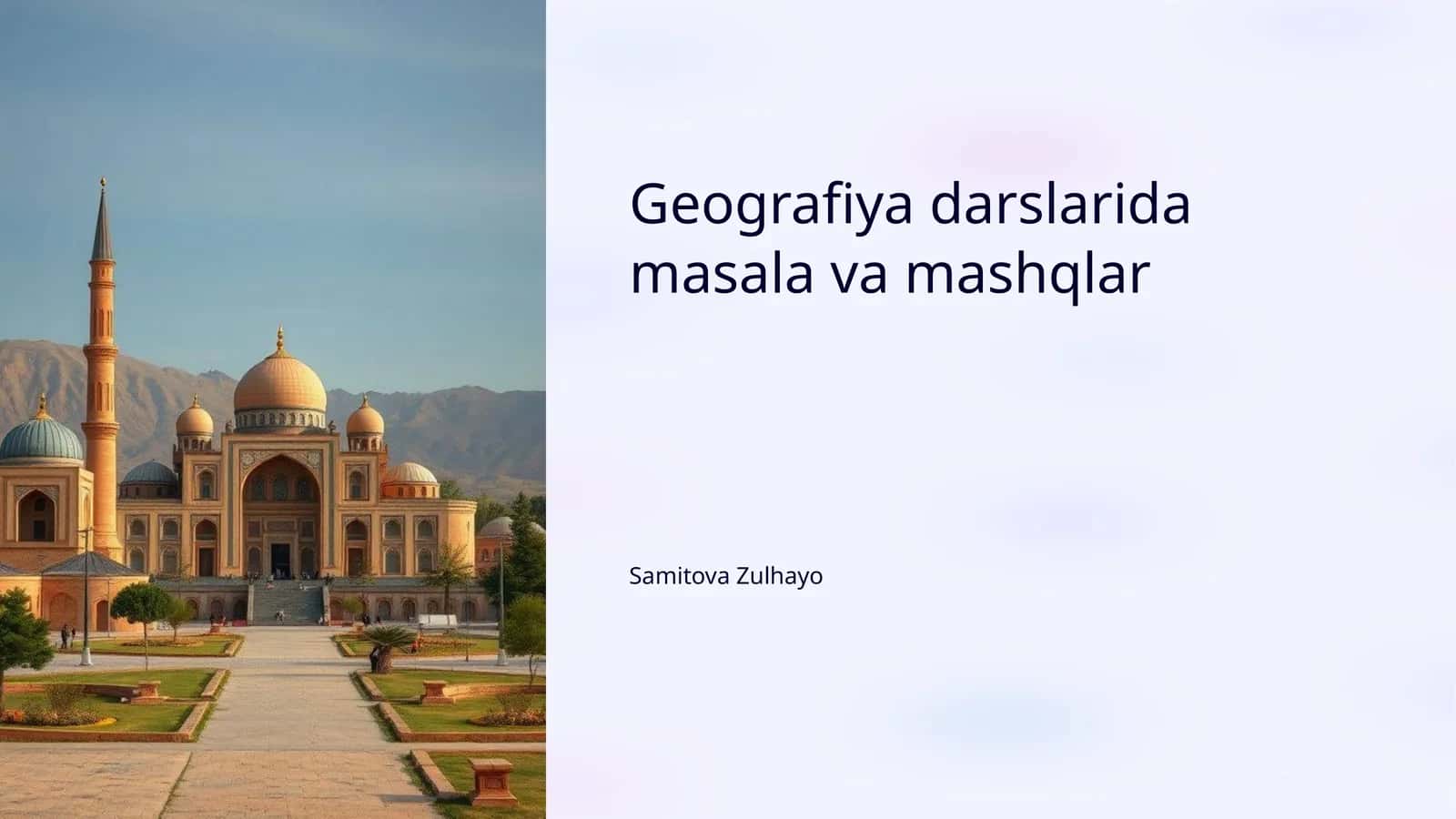 Geografiya darslarida masala va mashqlar