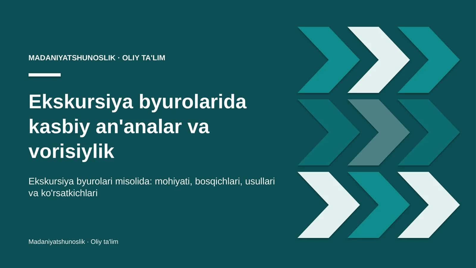 Ekskursiya byurolarida kasbiy an'analar va vorisiylik