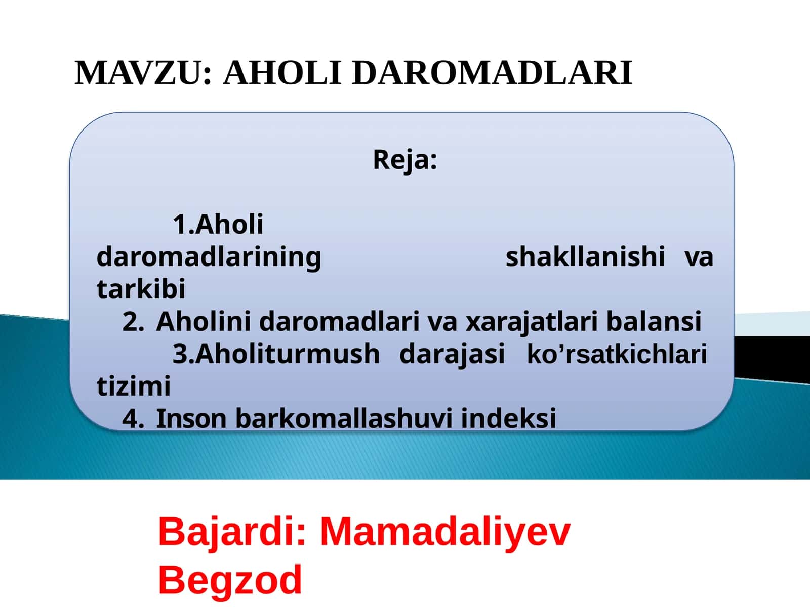 AHOLI DAROMADLARI