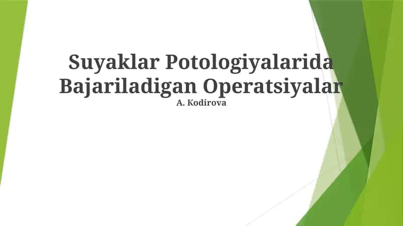 Suyaklar Potologiyalarida Bajariladigan Operatsiyalar