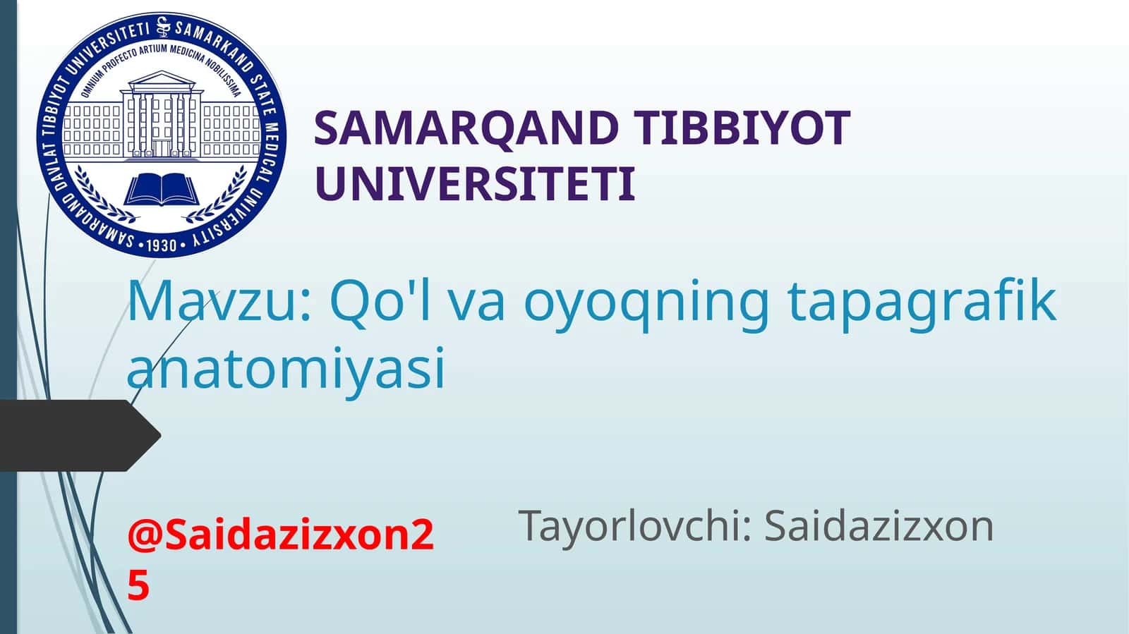 Qo'l va oyoqning tapagrafik anatomiyasi