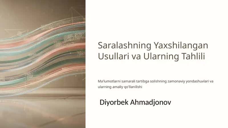 Saralashning Yaxshilangan Usullari va Ularning Tahlili