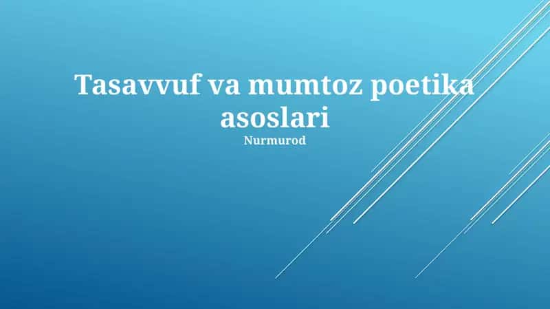 Tasavvuf va mumtoz poetika asoslari