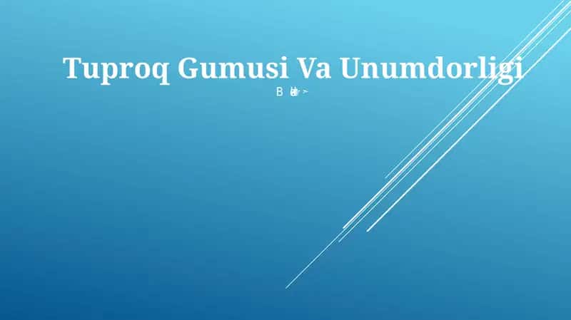 Tuproq Gumusi Va Unumdorligi