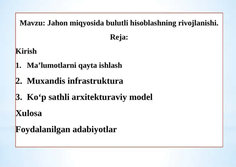 Jahon miqyosida bulutli hisoblashning rivojlanishi