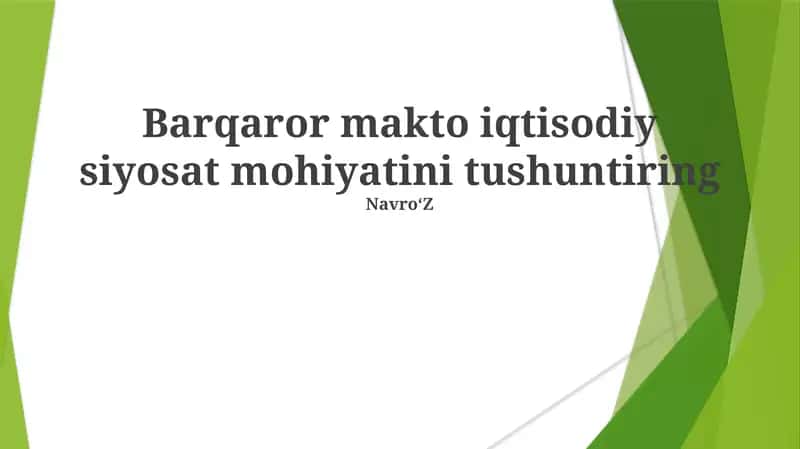 Barqaror makto iqtisodiy siyosat mohiyatini tushuntiring