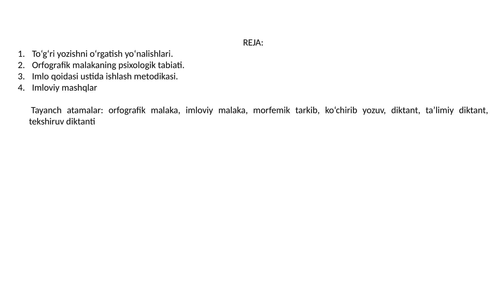 To‘g‘ri yozishni o‘rgatish yo‘nalishlari