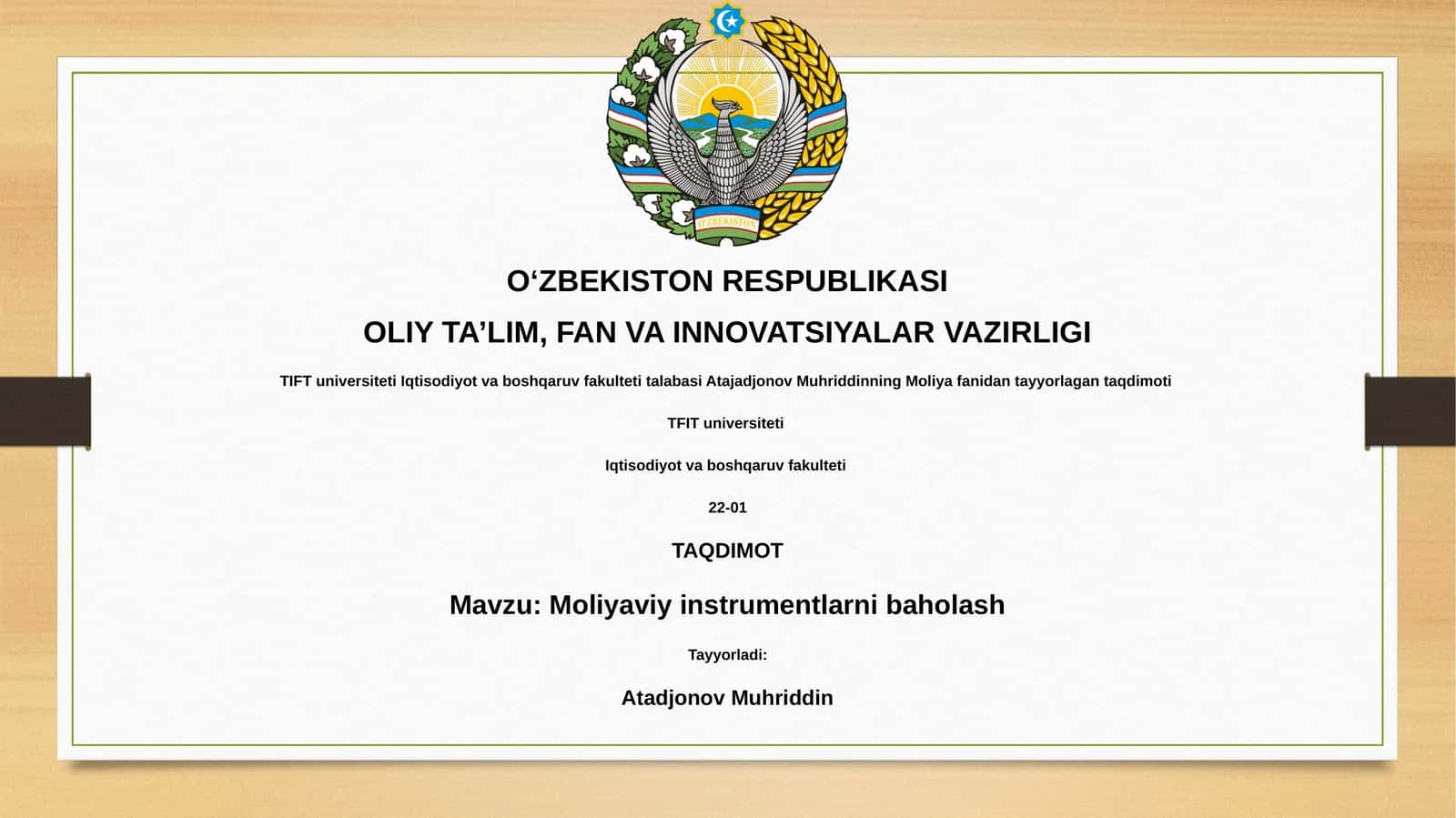 Moliyaviy instrumentlarni baholash