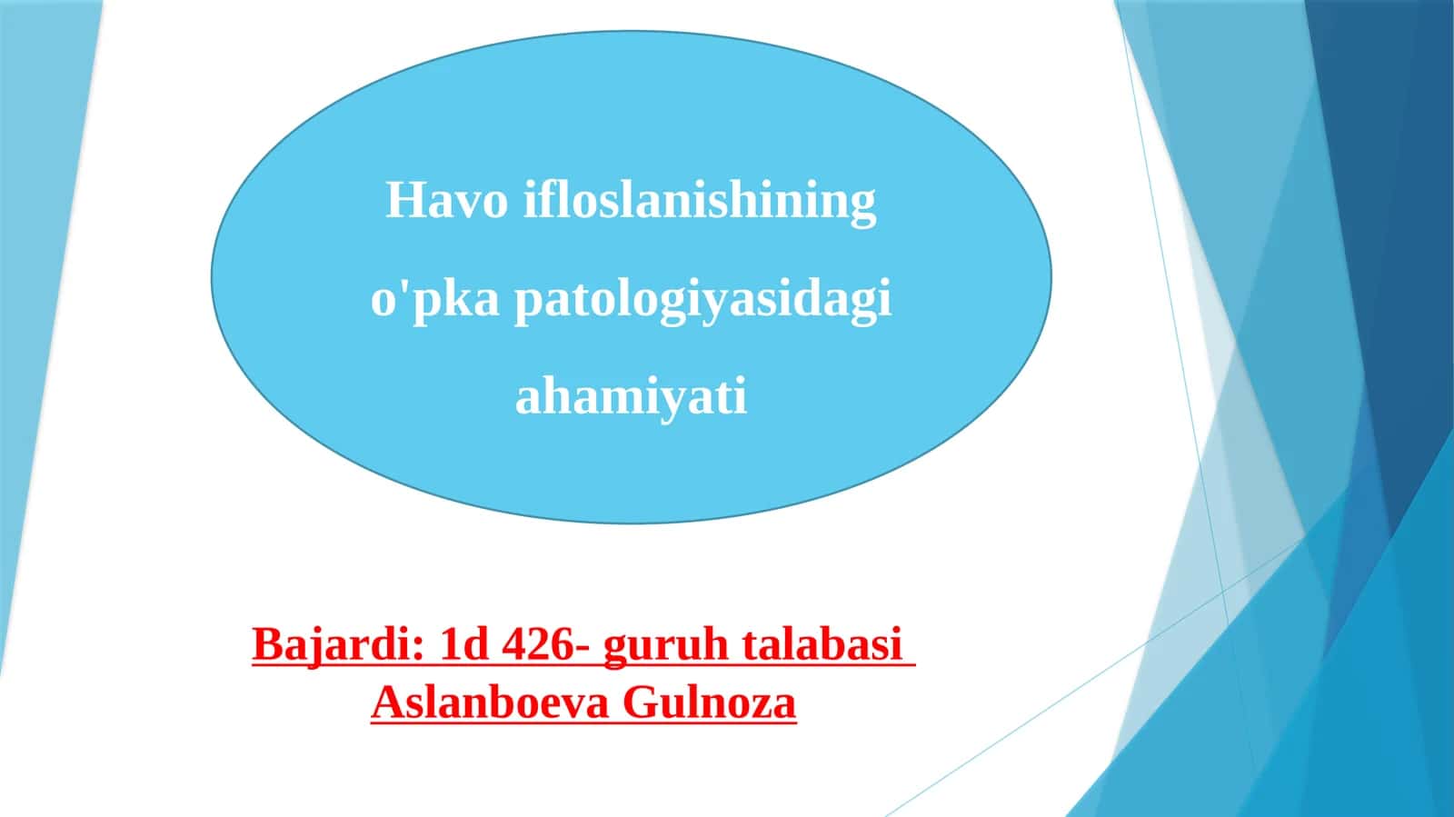Havo ifloslanishining o'pka patologiyasidagi ahamiyati