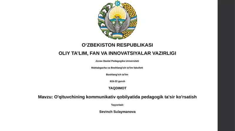 O'qituvchining kommunikativ qobilyatida pedagogik ta'sir ko'rsatish