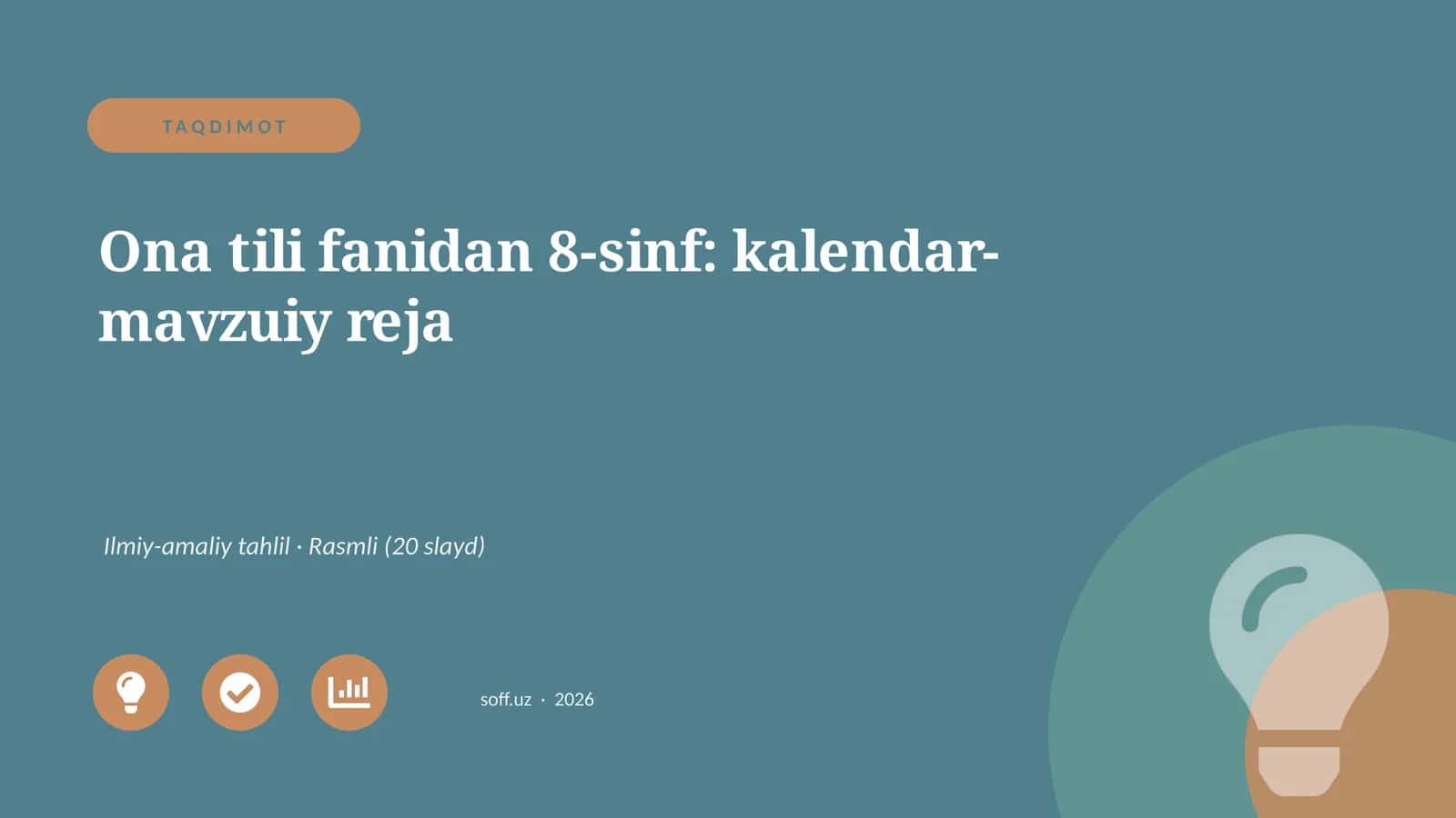 Ona tili fanidan 8-sinf: kalendar-mavzuiy reja
