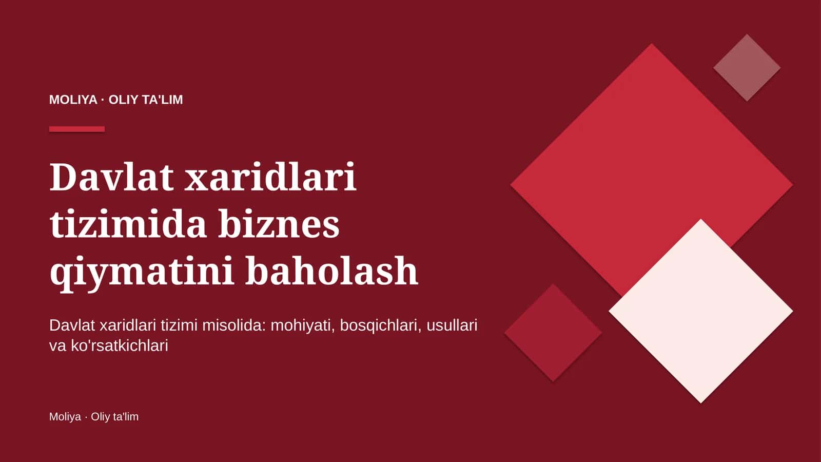 Moliya Oliy Ta'llim