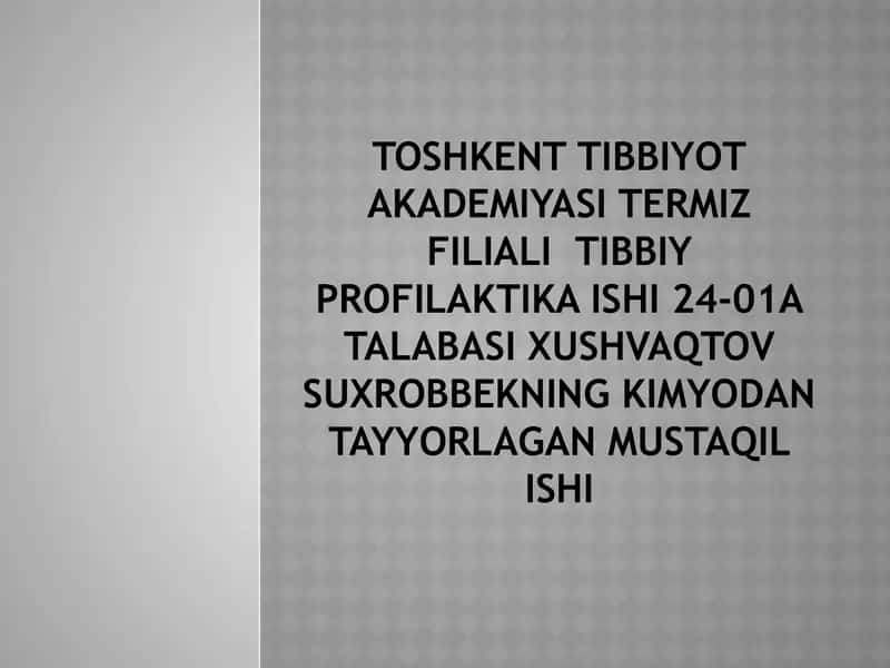 Toshkent Tibbiyot Akademiyasi Termiz Filiali tibbiy profilaktika ishi