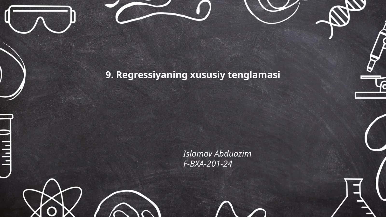 Regressiyaning xususiy tenglamasi