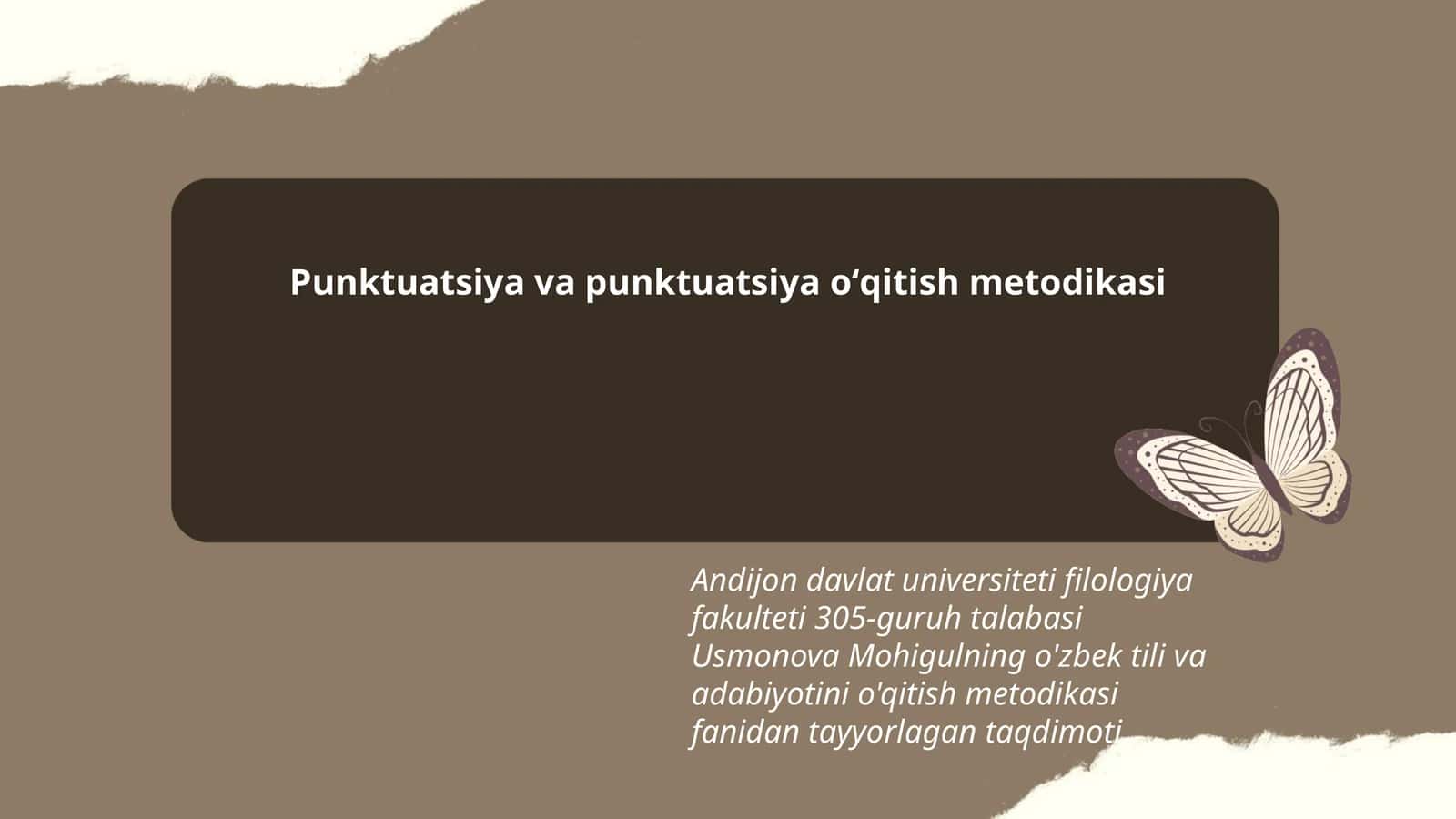 Punktuatsiya va punktuatsiya oʻqitish metodikasi