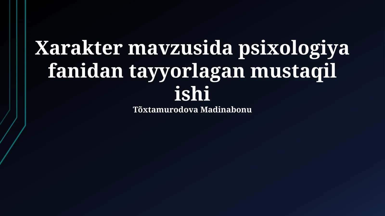 Xarakter Tiplari va Ularning Xususiyatlari