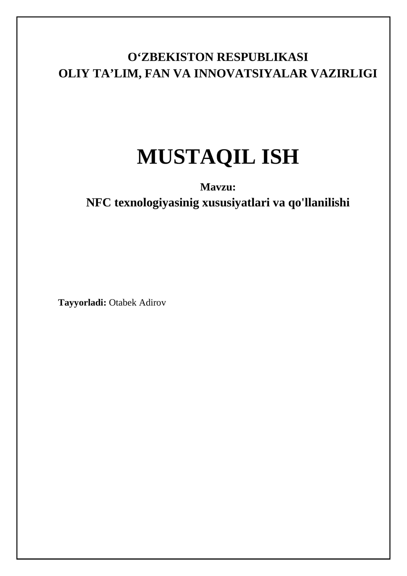 NFC texnologiyasining asosiy xususiyatlari va standartlari