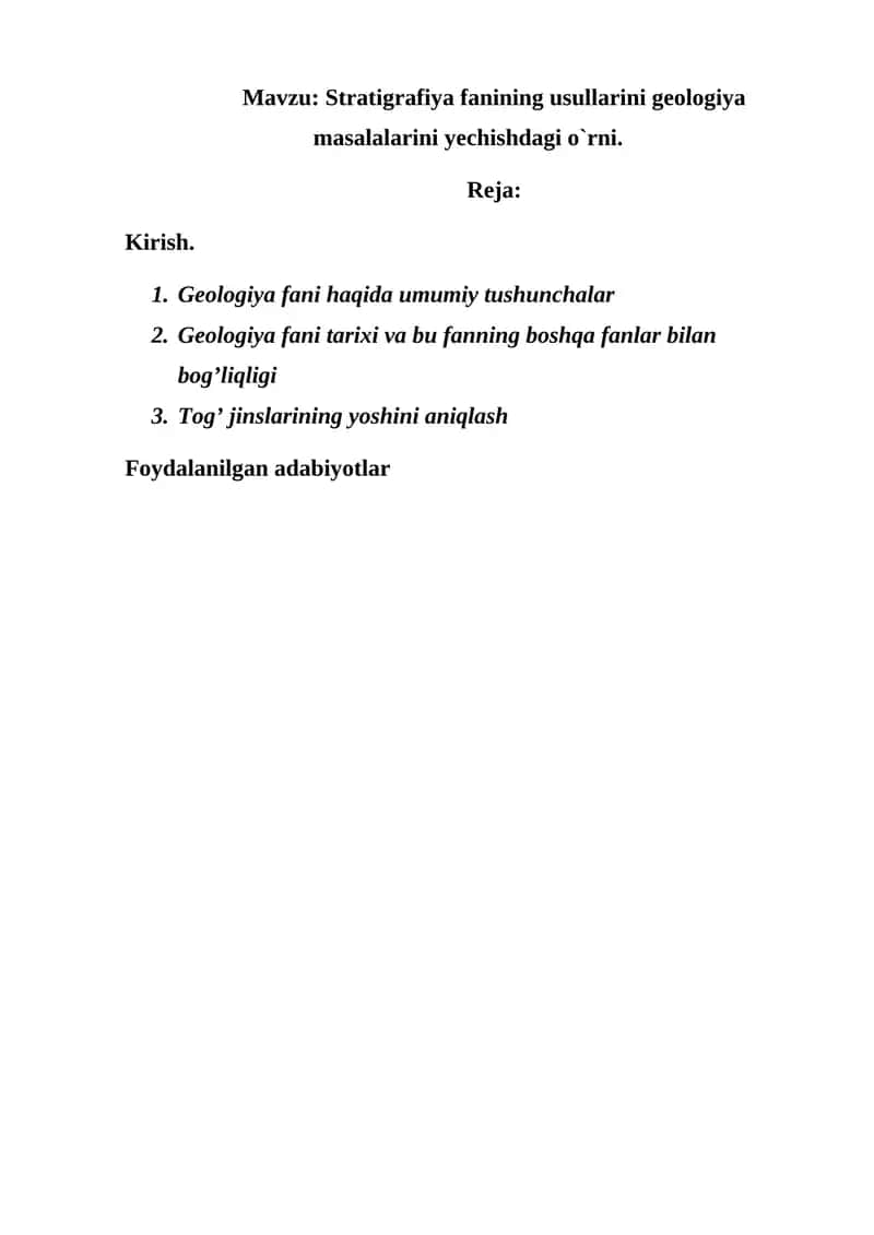 Geologiya fanining usullari