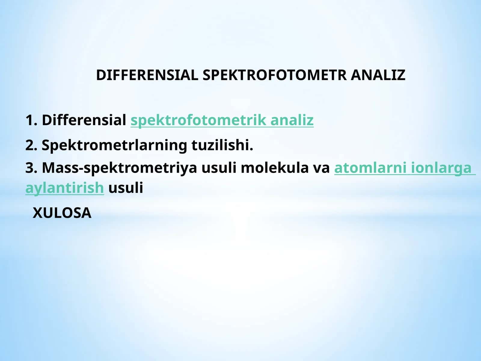DIFFERENSIAL SPEKTROFOTOMETR ANALIZ