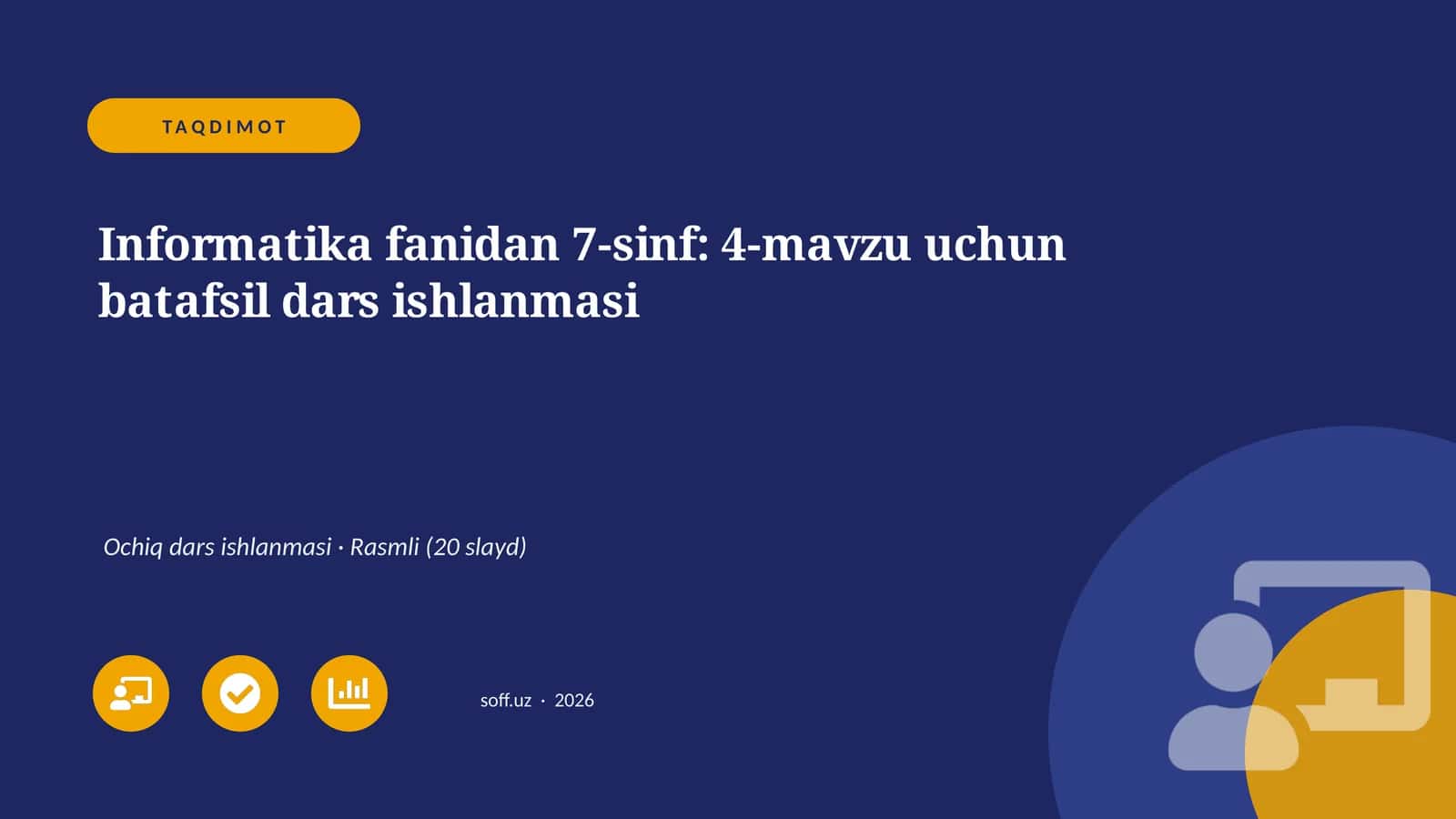 Informatika fanidan 7-sinf: 4-mavzu uchun batafsil dars ishlanmasi