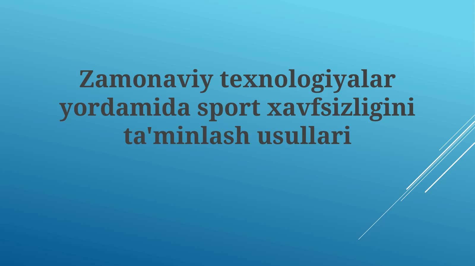Zamonaviy texnologiyalar yordamida sport xavfsizligini ta'minlash usullari