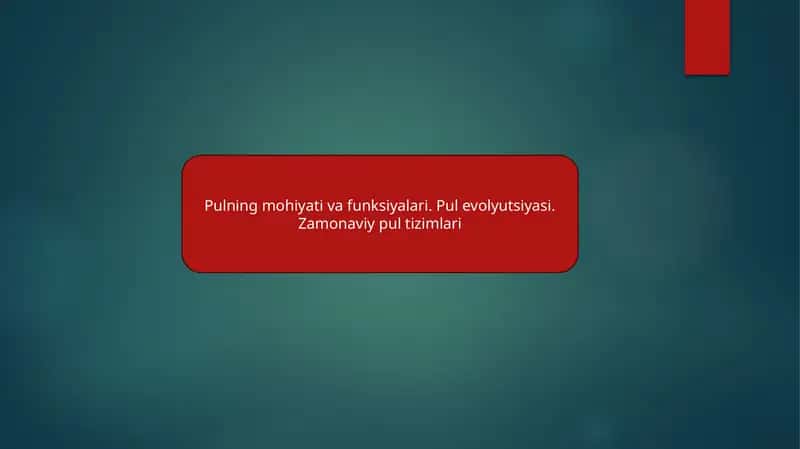 Pulning mohiyati va funksiyalari
