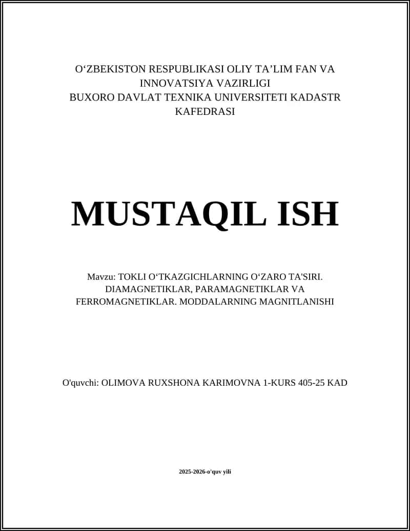 Parallel Tok O‘tkazgichlar O‘rtasidagi Magnit Kuch: Parallel Toklar Nazariyasi