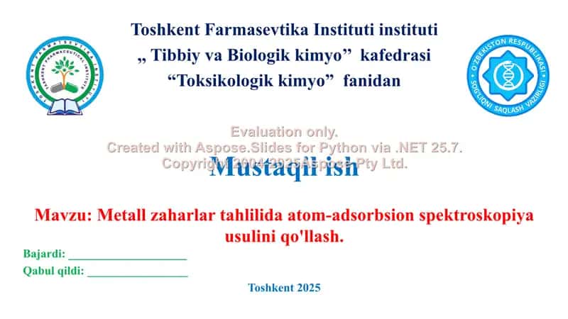 11. Metall zaharlar tahlilida atom-adsorbsion spektroskopiya usulini qo'llash. Taqdimot, 14 bet