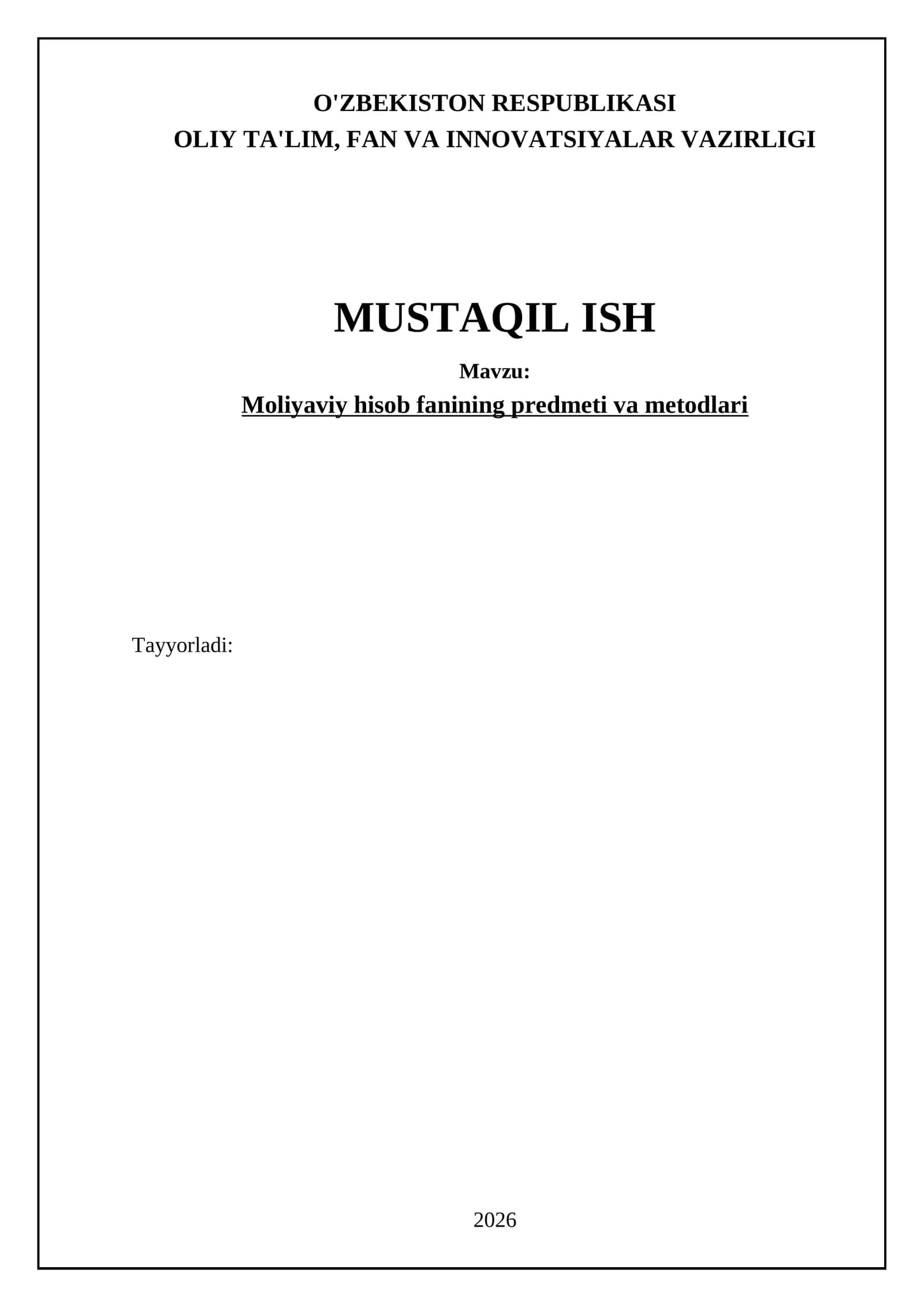 Moliyaviy hisobning ilmiy-nazariy asoslari