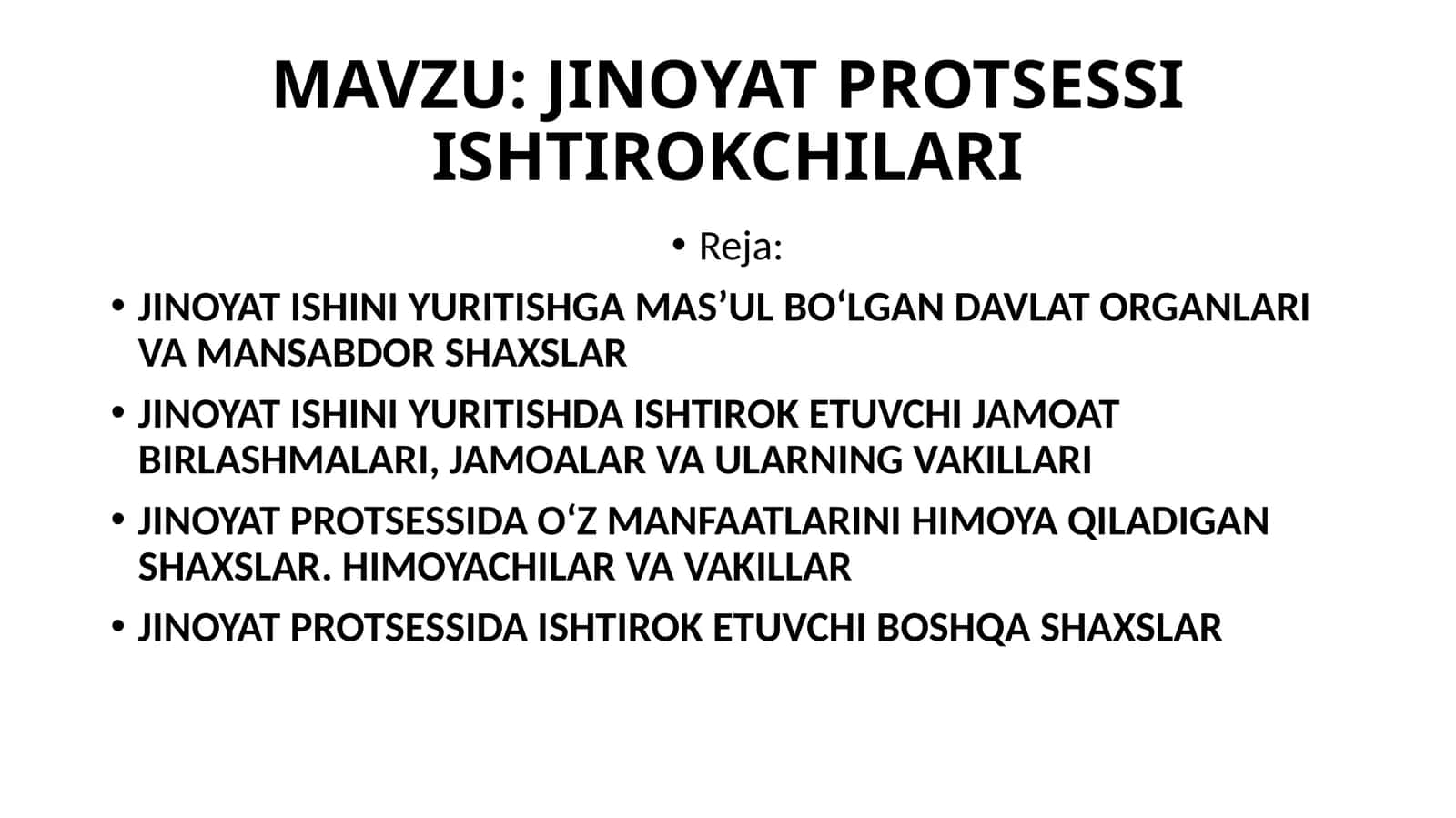 JINOYAT PROTSESSI ISHTIROKCHILARI