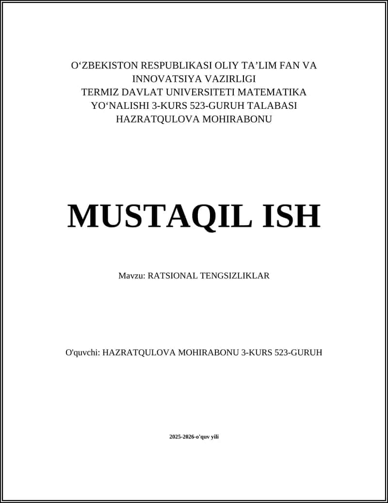 Ratsional tengsizliklar