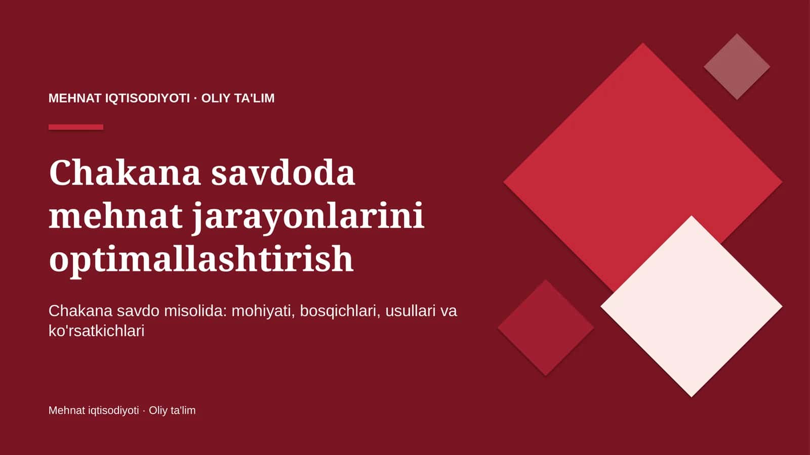 chakana savdoda mehnat jarayonlarini optimallashtirish 6338