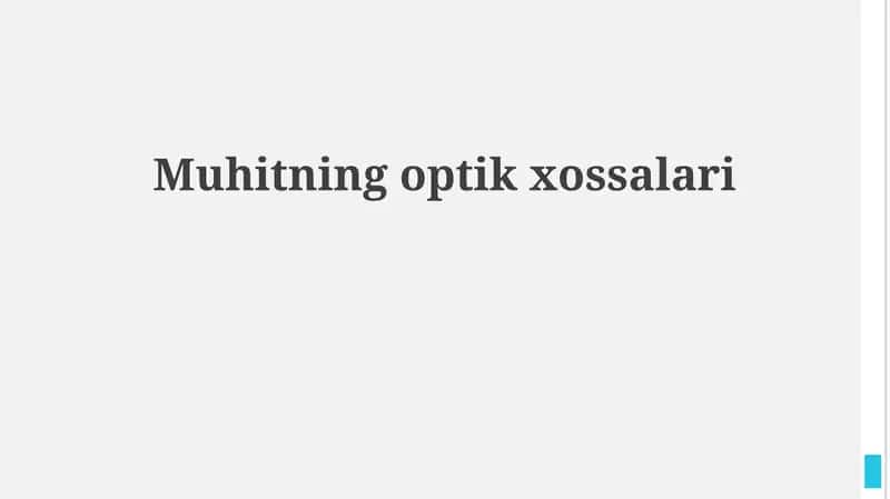 Yorug'likning muhit bilan o'zaro ta'siri