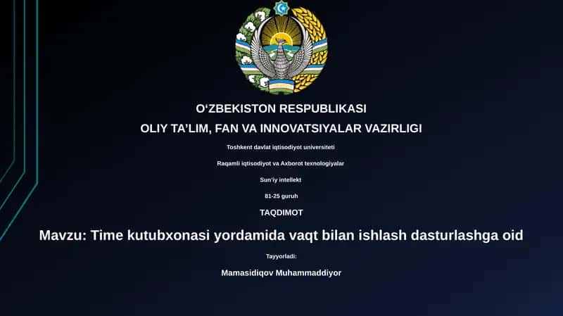 Time kutubxonasi yordamida vaqt bilan ishlash dasturlashga oid