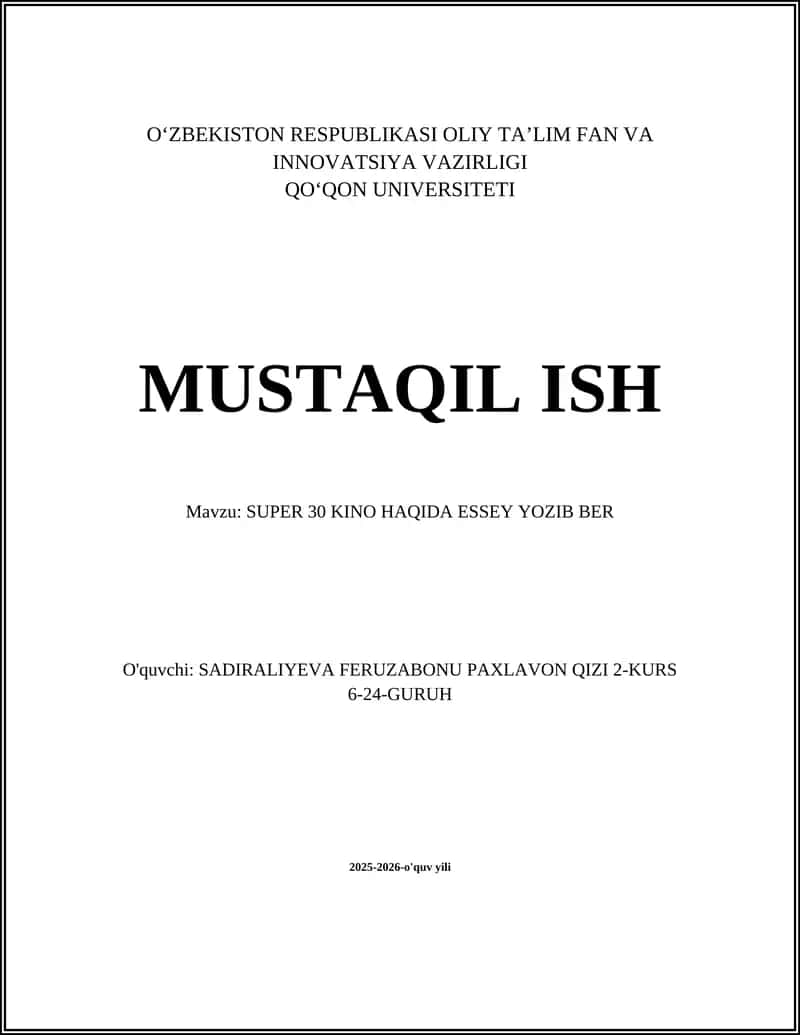 SUPER 30 KINO HAQIDA ESSEY YOZIB BER