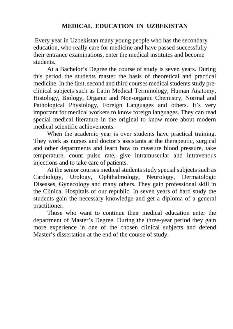 MEDICAL EDUCATION IN UZBEKISTAN