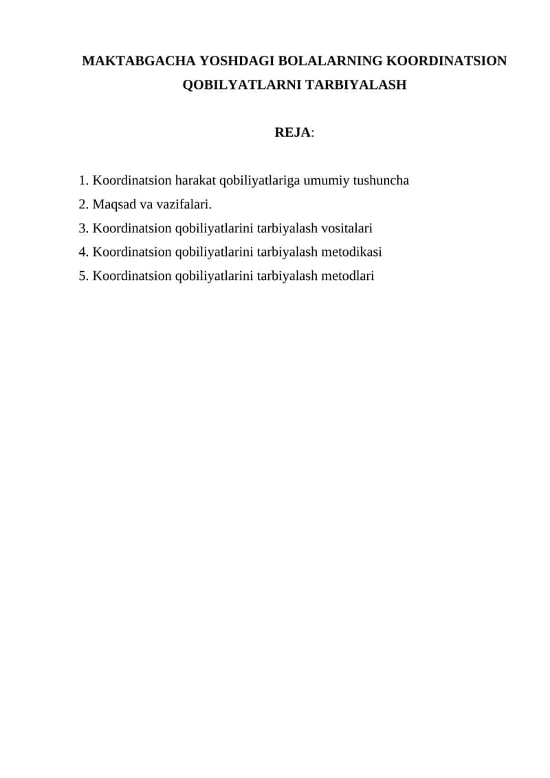Koordinatsion qobiliyatlarini tarbiyalash mеtodikasi