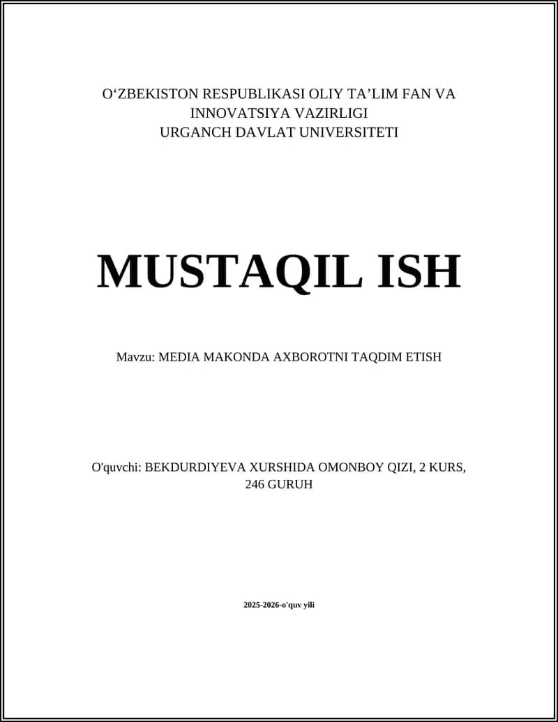 MEDIA MAKONDA AXBOROTNI TAQDIM ETISH