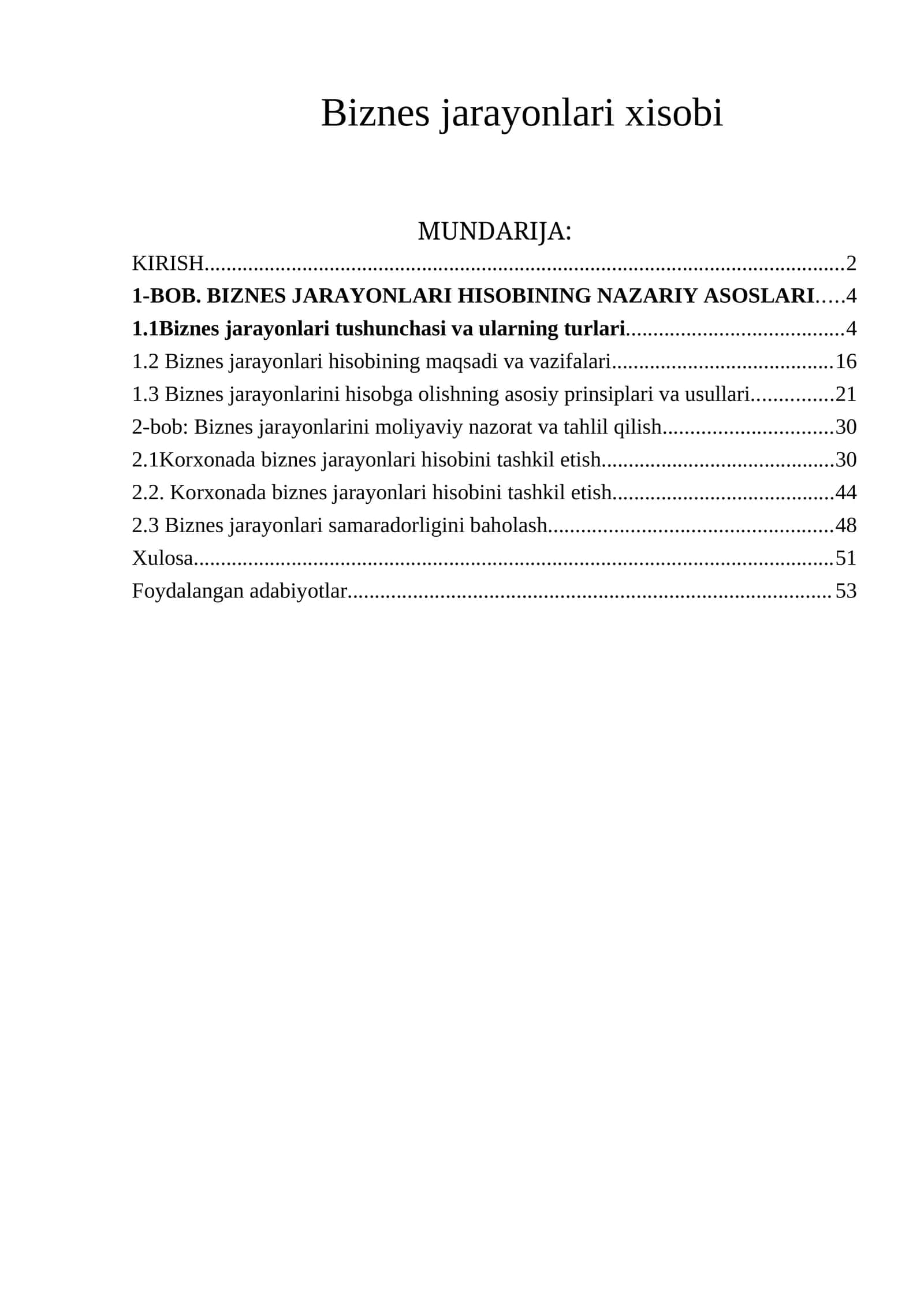 Biznes jarayonlari xisobi
