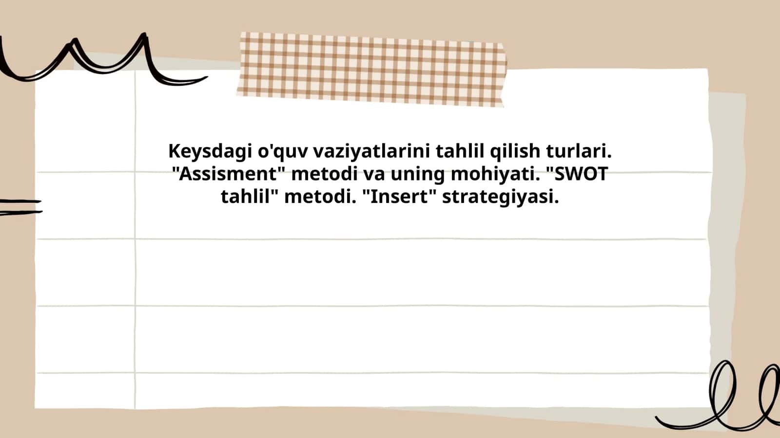 O'quv vaziyatlarini tahlil qilish metodlari