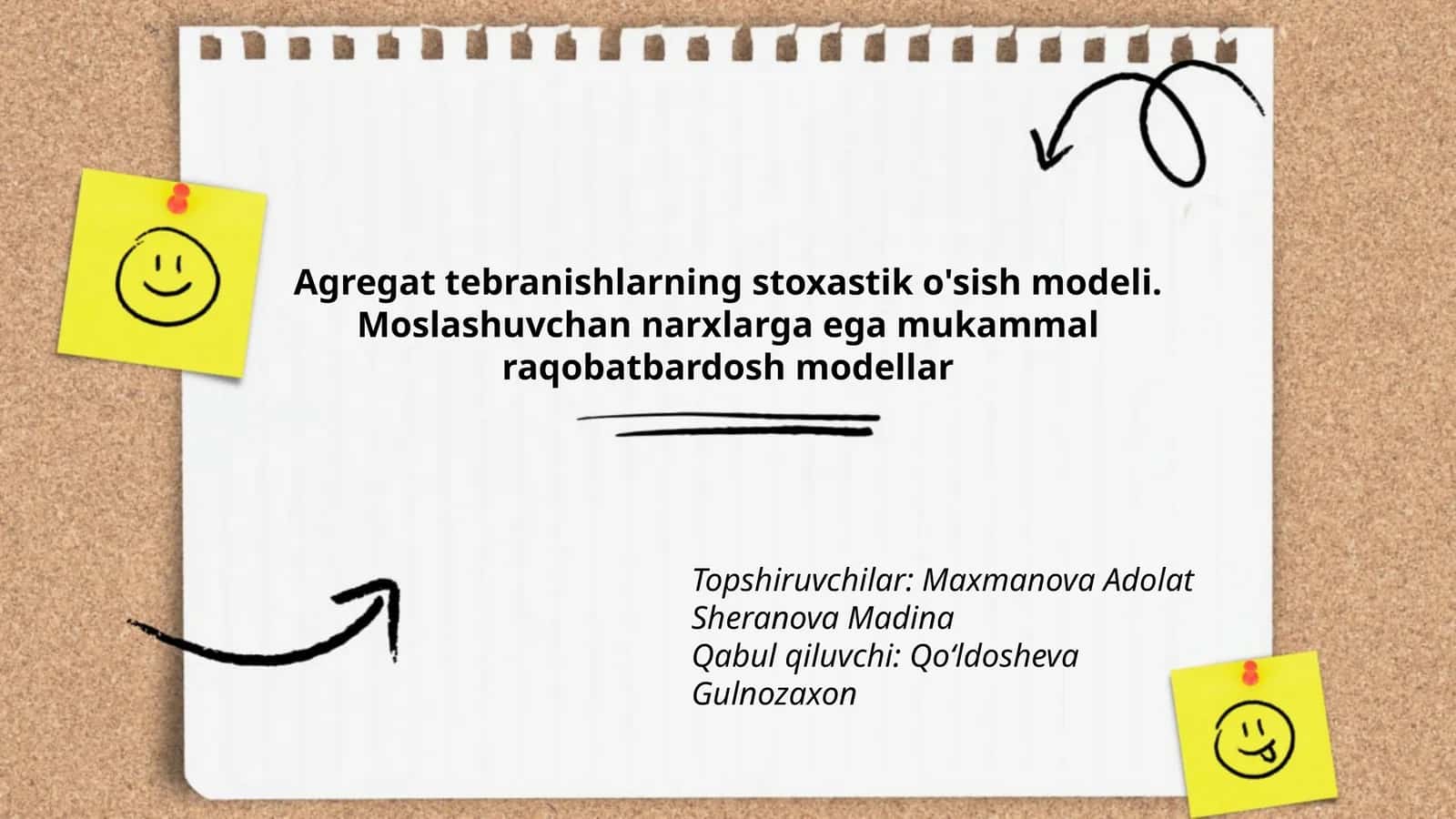 Agregat tebranishlarning stoxastik o'sish modeli