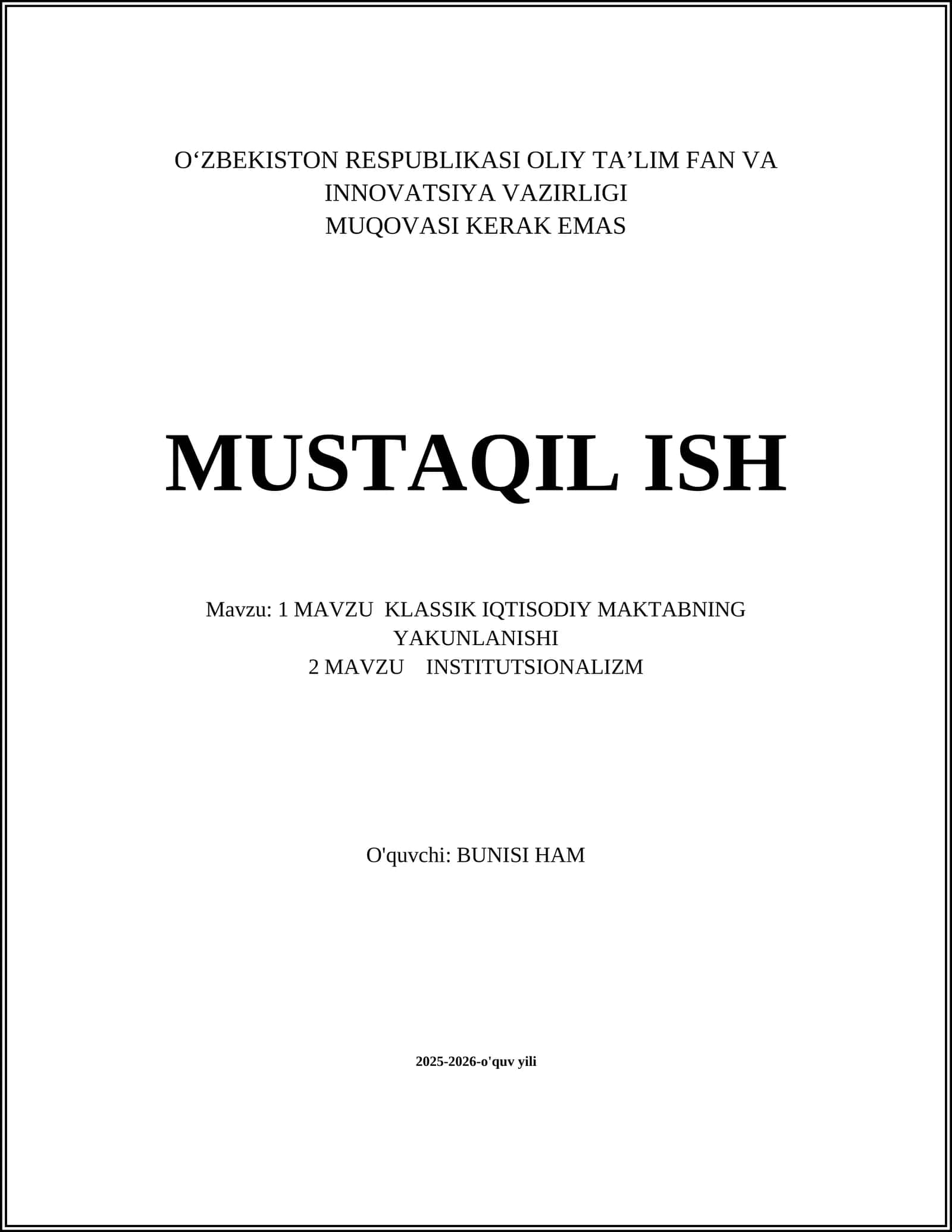 Klassik Iqtisodiy Maktabning Yakunlanishi