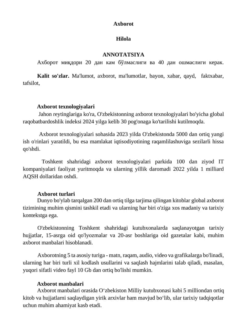 Axborot texnologiyalari